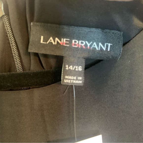 Lane Bryant Sleeveless Rouched Tie Ruffle Hem Black Dress Women’s Size 14/16 NWT - Picture 9 of 15